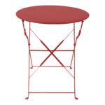 Τραπεζαρία Bistro pakoworld σετ 3τεμ μεταλλική αναδιπλούμενη σε terracotta απόχρωση Φ60x71εκ - Image 4
