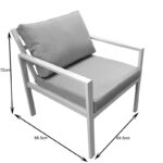 Σαλόνι Gardenly pakoworld σετ 4τμχ αλουμίνιο σε λευκή απόχρωση με μπεζ μαξιλάρια - Image 7