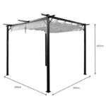 Κιόσκι κήπου Spectra pakoworld μαύρος μεταλλικός σκελετός - με συρόμενο κάλυμμα σε μπεζ απόχρωση 3x3m - Image 7