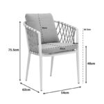 Πολυθρόνα Peluxe pakoworld αλουμίνιο λευκό-pe σχοινί φυσικό-μαξιλάρια μπεζ 57x60x78εκ - Image 2