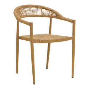 Πολυθρόνα Rayana pakoworld στοιβαζόμενη αλουμίνιο - pe rattan σε φυσική απόχρωση 56x61