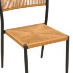 Καρέκλα Cura pakoworld στοιβαζόμενη αλουμίνιο σε μαύρη -pe rattan σε φυσική απόχρωση 53x59x78εκ - Image 8