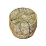 Τραπέζι Adela pakoworld pe wicker-γυαλί σε φυσική απόχρωση Φ47x38εκ - Image 3