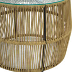 Τραπέζι Adela pakoworld pe wicker-γυαλί σε φυσική απόχρωση Φ47x38εκ - Image 6