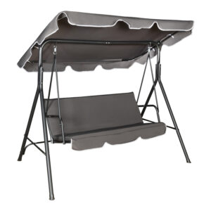 Κούνια κήπου Globo pakoworld μέταλλο μαύρο-ύφασμα σε ανθρακί απόχρωση 170x110x153εκ