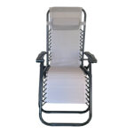 Πολυθρόνα relax πτυσσόμενη Mirka pakoworld γκρι textilene με μαύρο μέταλλο 65x165x110εκ - Image 4