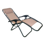 Πολυθρόνα relax πτυσσόμενη Mirka pakoworld μόκα textilene με μαύρο μέταλλο 65x165x110εκ - Image 3