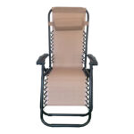 Πολυθρόνα relax πτυσσόμενη Mirka pakoworld μόκα textilene με μαύρο μέταλλο 65x165x110εκ - Image 4