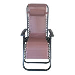 Πολυθρόνα relax πτυσσόμενη Mirka pakoworld textilene-μέταλλο σε καφέ-μαύρη απόχρωση 65x165x110εκ - Image 4