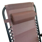 Πολυθρόνα relax πτυσσόμενη Mirka pakoworld textilene-μέταλλο σε καφέ-μαύρη απόχρωση 65x165x110εκ - Image 5