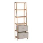 Ραφιέρα δαπέδου με συρτάρια Wolen pakoworld ξύλο ελάτου-ύφασμα σε φυσική-μπεζ απόχρωση 42x27.5x139εκ - Image 2