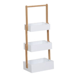 Ραφιέρα δαπέδου Arvy pakoworld μπαμπού σε λευκή-φυσική απόχρωση 32x20x75.5εκ