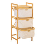 Ραφιέρα δαπέδου Hanev pakoworld μπαμπού-ύφασμα σε φυσική-μπεζ απόχρωση 44x33x96εκ - Image 2