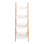 Ραφιέρα δαπέδου Leby pakoworld μπαμπού-mdf σε λευκή-φυσική απόχρωση 35x34x98εκ - Image 2