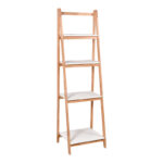 Ραφιέρα δαπέδου Benwen pakoworld πτυσσόμενη rubberwood-mdf σε λευκή-φυσική απόχρωση 42x34.5x140εκ