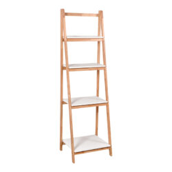 Ραφιέρα δαπέδου Benwen pakoworld πτυσσόμενη rubberwood-mdf σε λευκή-φυσική απόχρωση 42x34.5x140εκ