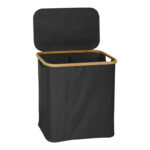 Καλάθι απλύτων Lodge pakoworld μπαμπού-ύφασμα σε γκρι απόχρωση 54x33x60εκ - Image 2