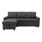 Γωνιακός αναστρέψιμος καναπές κρεβάτι Napora pakoworld με αποθηκευτικό χώρο ανθρακί ύφασμα 214x83/138x90εκ - Image 6