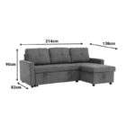Γωνιακός αναστρέψιμος καναπές κρεβάτι Napora pakoworld με αποθηκευτικό χώρο ανθρακί ύφασμα 214x83/138x90εκ - Image 8