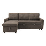 Γωνιακός αναστρέψιμος καναπές κρεβάτι Napora pakoworld με αποθηκευτικό χώρο γκρι-μπεζ ύφασμα 214x83/138x90εκ - Image 6