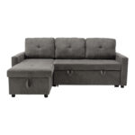 Γωνιακός αναστρέψιμος καναπές κρεβάτι Napora pakoworld με αποθηκευτικό χώρο γκρι ύφασμα 214x83/138x90εκ - Image 6