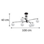 InLight Κρεμαστό φωτιστικό από μαύρο μέταλλο και λευκή οπαλίνα 6XG9 D:100cm (6036-6) - Image 3