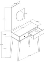 Τουαλέτα με καθρέφτη και ξύλινα πόδια, 6034 ODESA, 90χ35χ82εκ., All4home - Image 5