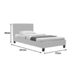 Κρεβάτι Nevil pakoworld ύφασμα εκρού με ξύλινο μαύρο πόδι 90x190εκ - Image 5