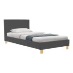 Κρεβάτι Nevil pakoworld ύφασμα ανθρακί με ξύλινο πόδι σε φυσική απόχρωση 100x200εκ - Image 6