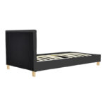 Κρεβάτι Nevil pakoworld ύφασμα ανθρακί με ξύλινο πόδι σε φυσική απόχρωση 100x200εκ - Image 2