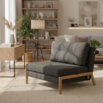 Πολυθρόνα-κρεβάτι Fancy pakoworld με ύφασμα ανθρακί 95x98x70εκ - Image 2