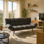 Καναπές - κρεβάτι 3θέσιος Freddo pakoworld ύφασμα ανθρακί 181x81x86εκ - Image 2