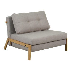 Πολυθρόνα-κρεβάτι Fancy pakoworld ύφασμα σε μπεζ απόχρωση με φυσικό πόδι 95x98x70εκ