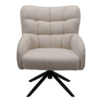 Πολυθρόνα Fremilia pakoworld περιστρεφόμενη γκρι-μπεζ ύφασμα με μαύρη μεταλλική βάση 75x80x94εκ - Image 4