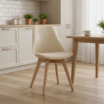 Καρέκλα Gaston pakoworld PP-PU taupe απόχρωση- φυσικό πόδι 43x51x75εκ - Image 2