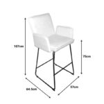 Σκαμπό μπαρ Essential pakoworld ύφασμα λευκό-πόδι μαύρο μεταλλικό 57x64.5x107εκ - Image 3