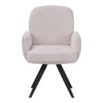 Πολυθρόνα περιστρεφόμενη Novo pakoworld ύφασμα λευκό μπουκλε-πόδια μαύρο μεταλλικό 65.5x60x90εκ - Image 4