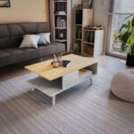 Τραπέζι σαλονιού Moses pakoworld χρώμα sonoma-λευκό μαρμάρου 90x54x37.5εκ - Image 2