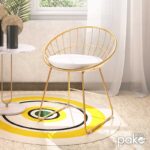 Καρέκλα Seth pakoworld μέταλλο χρυσό-μαξιλάρι PVC λευκό - Image 2