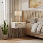 Κομοδίνο Isla pakoworld χρώμα λευκό painting-χρυσό 42x35x55εκ - Image 2