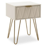 Κομοδίνο Isla pakoworld χρώμα λευκό painting-χρυσό 42x35x55εκ