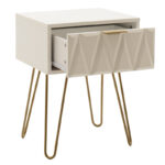 Κομοδίνο Isla pakoworld χρώμα λευκό painting-χρυσό 42x35x55εκ - Image 3