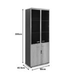 Ντουλάπα γραφείου με γυάλινες πόρτες Lotus pakoworld χρώμα φυσικό - ανθρακί 80x40x200εκ - Image 6