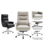 Καρέκλα γραφείου διευθυντή Nagal pakoworld PU σε μαύρη απόχρωση 71x73x117-123εκ - Image 2