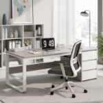 Γραφείο Salto pakoworld με συρταριέρα-MDF γκρι-λευκό 120x48x74εκ - Image 2