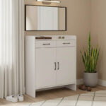 Παπουτσοθήκη Gazen pakoworld 12 ζεύγων με συρτάρια σε λευκή απόχρωση 80x33x100εκ