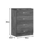 Συρταριέρα Killian pakoworld με 4 συρτάρια καρυδί 80x40x80εκ - Image 4