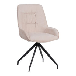 Καρέκλα περιστρεφόμενη Kadeira pakoworld ύφασμα μπεζ με μαύρα μεταλλικά πόδια 57.5x51x89