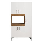 Ντουλάπα κουζίνας Defne pakoworld χρώμα λευκό-καρυδί 89x37.5x160εκ - Image 5