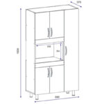 Ντουλάπα κουζίνας Defne pakoworld χρώμα λευκό-καρυδί 89x37.5x160εκ - Image 6